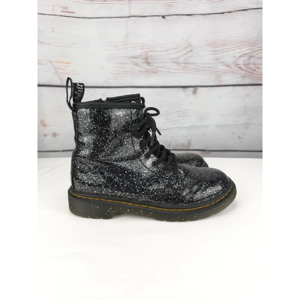 Kids Children's‎ Dr Martens Boots Cosmic Glitter Combat Lace Up Zip Youth Size 3